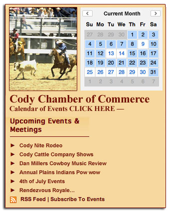 Cody Chamber of Commerce Calendar